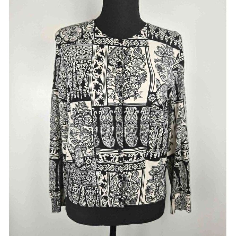Silk Oliver Perry Paisley Cardigan PL Y2K Luxury Knit Art to Wear Quiet Luxury